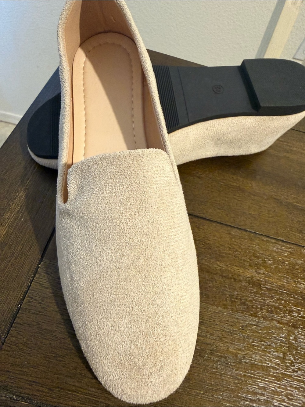 Women's Cream Suede Slip-On Loafers